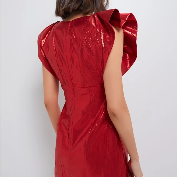 HYACINTH HOUSE Red Metallic Plisse Tanya Mini Dress Tuckernuck - Picture 2 of 5